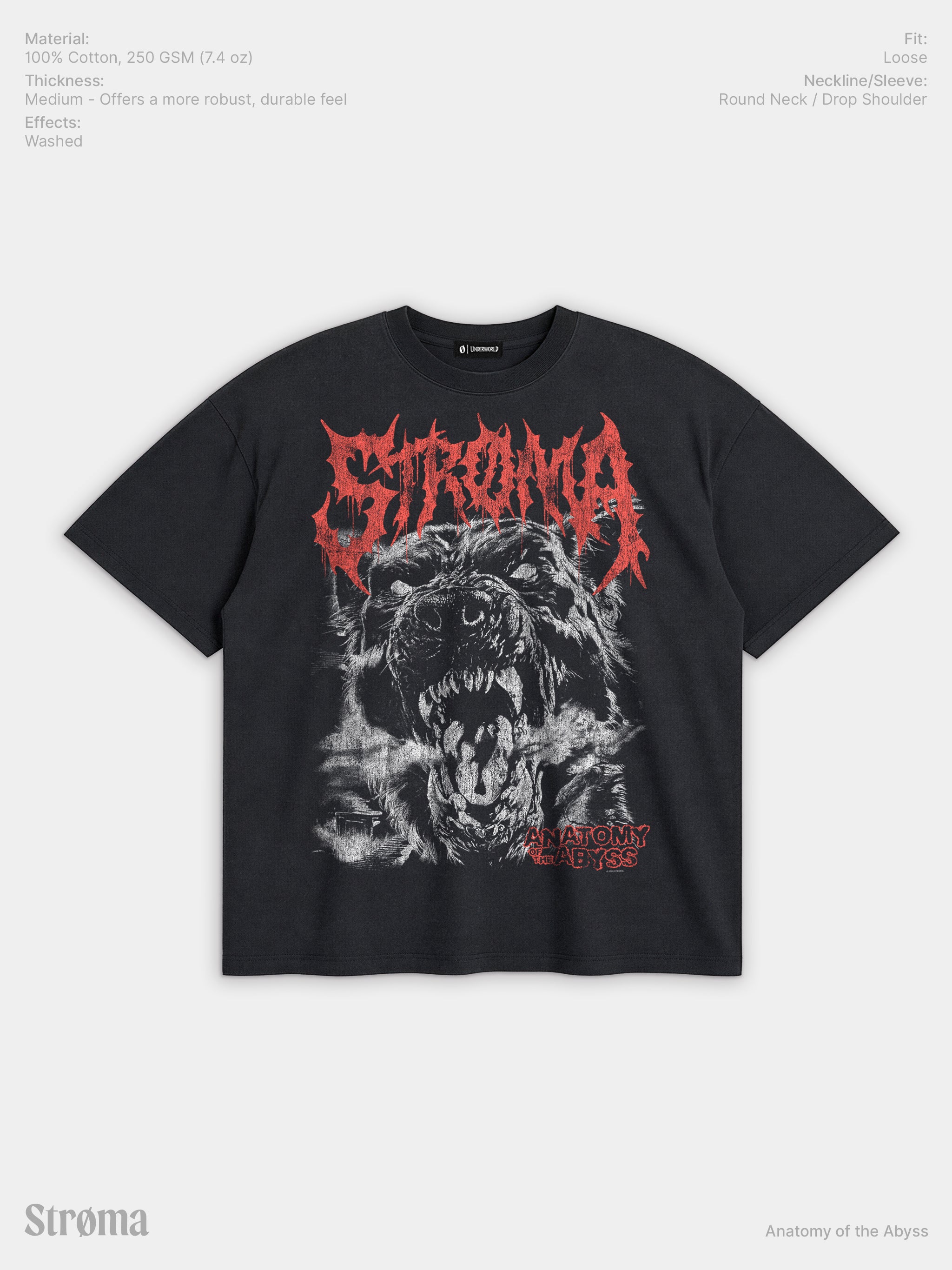 Anatomy Of The Abyss Enzyme Washed T-Shirt