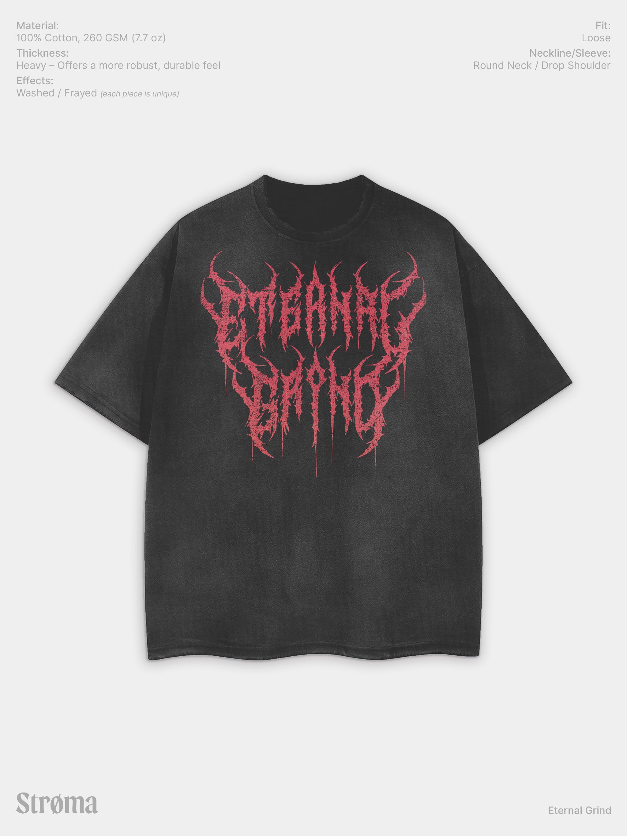 Eternal Grind Vintage Washed Hand Frayed T-Shirt