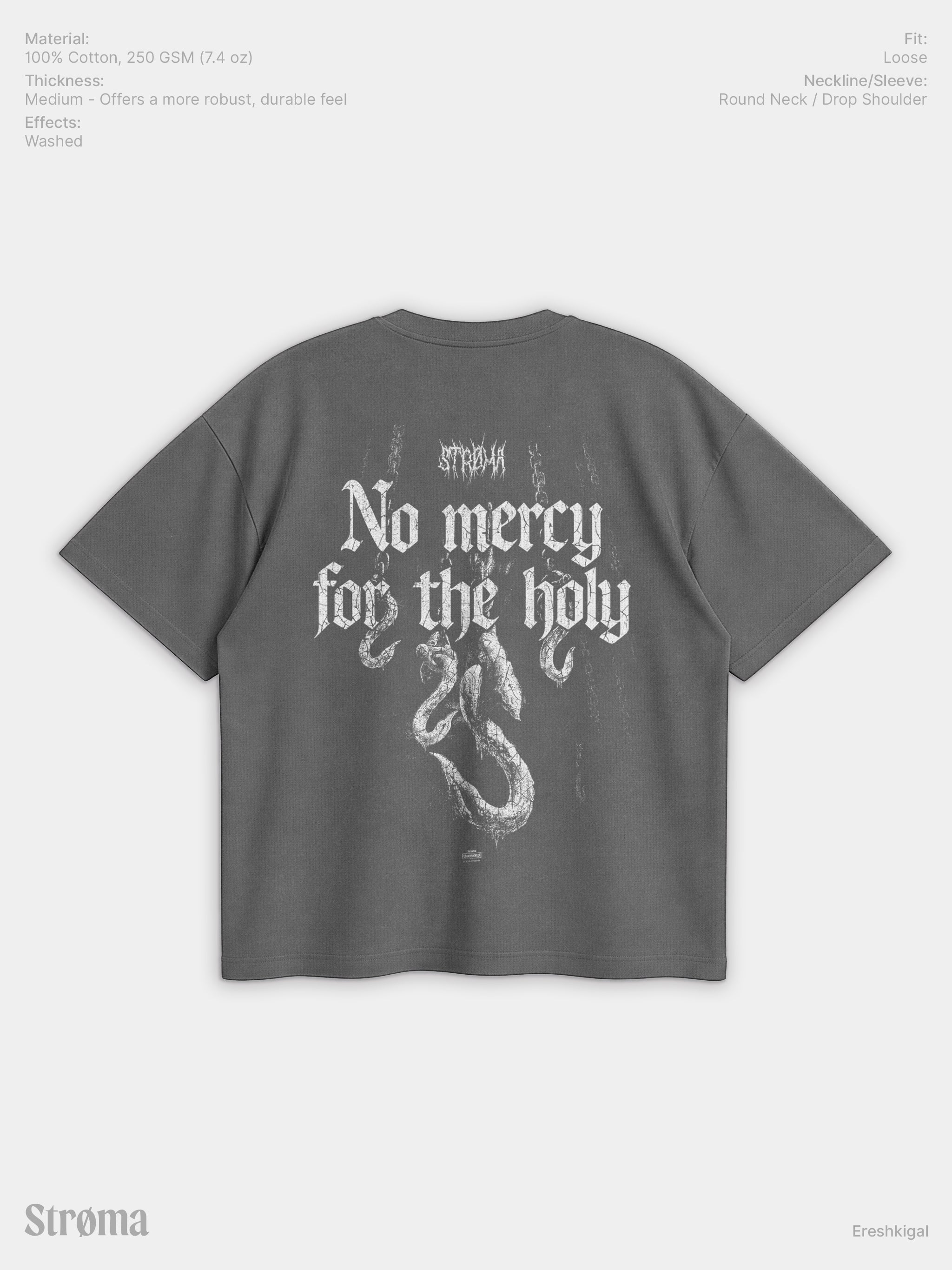 Ereshkigal Enzyme Washed Dark Gray T-Shirt