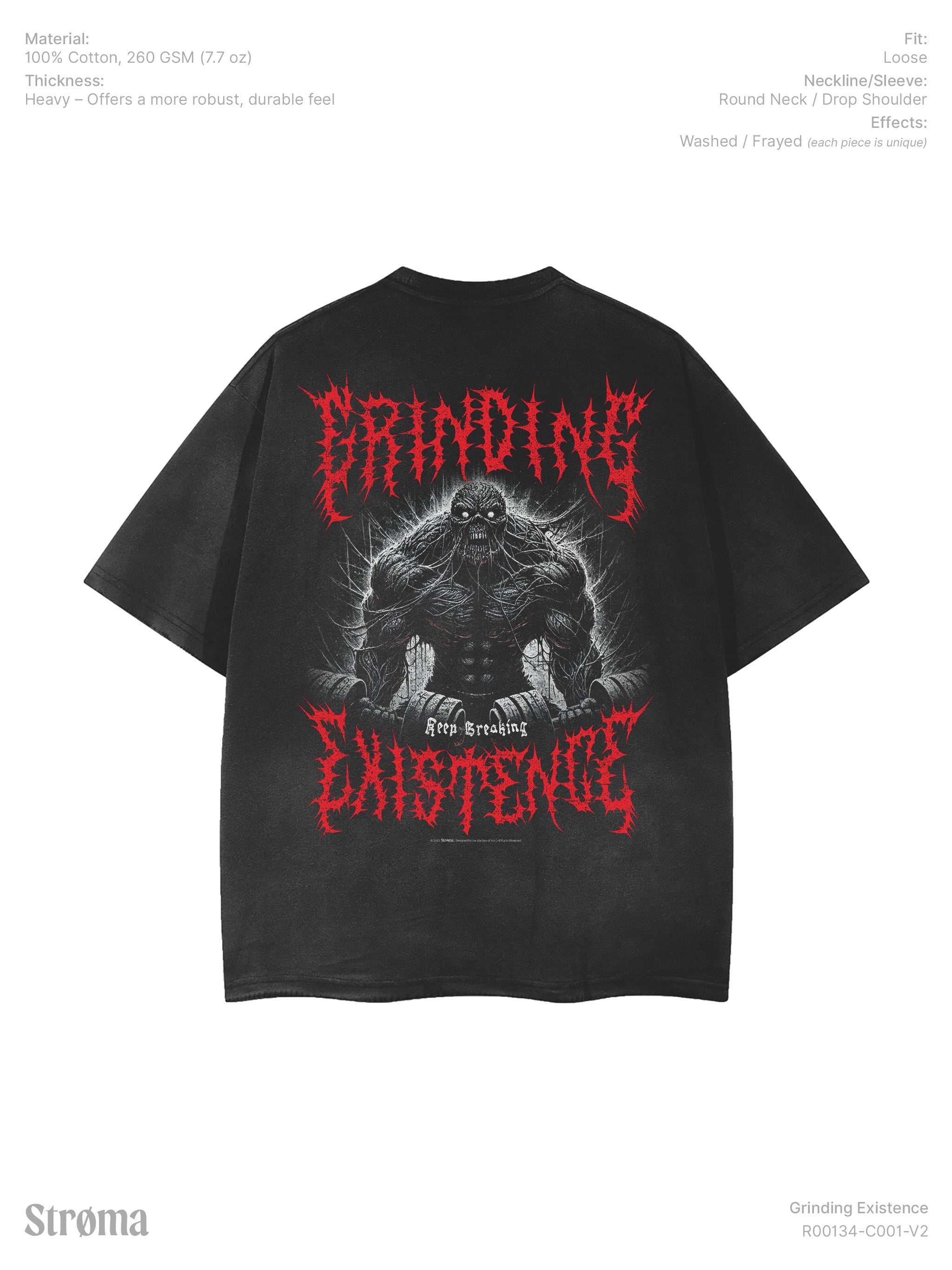 Grinding Existence Hand Frayed T-Shirt
